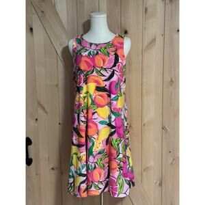 Papagallo | Tropical Citrus Print Short Swing Tank Dress | Size M